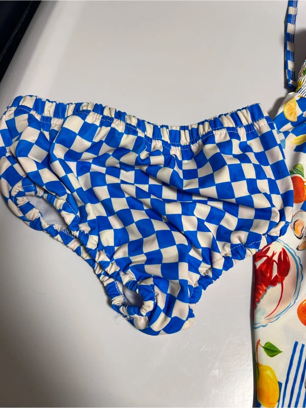 Abby & Evie Kids UPF 50+ Crab & Fruit Print Swim Top - Blue & Multicolor